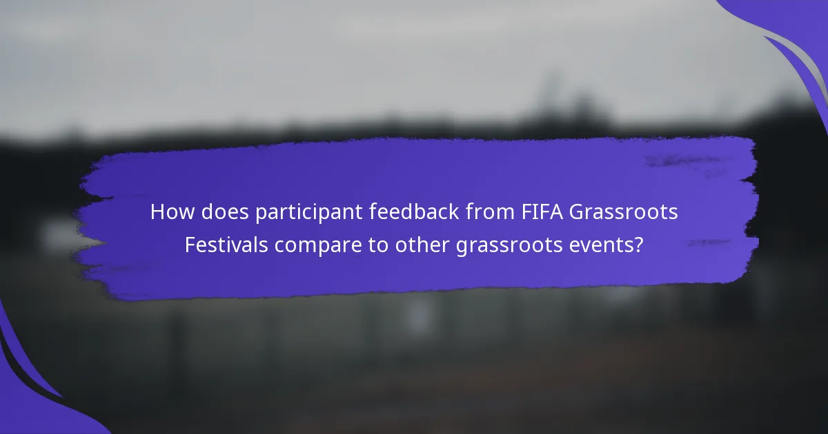 How does participant feedback from FIFA Grassroots Festivals compare to other grassroots events?