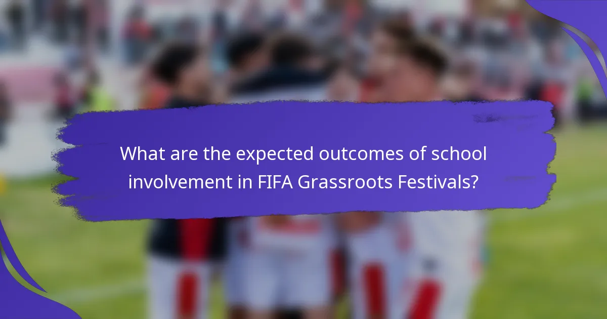 What are the expected outcomes of school involvement in FIFA Grassroots Festivals?