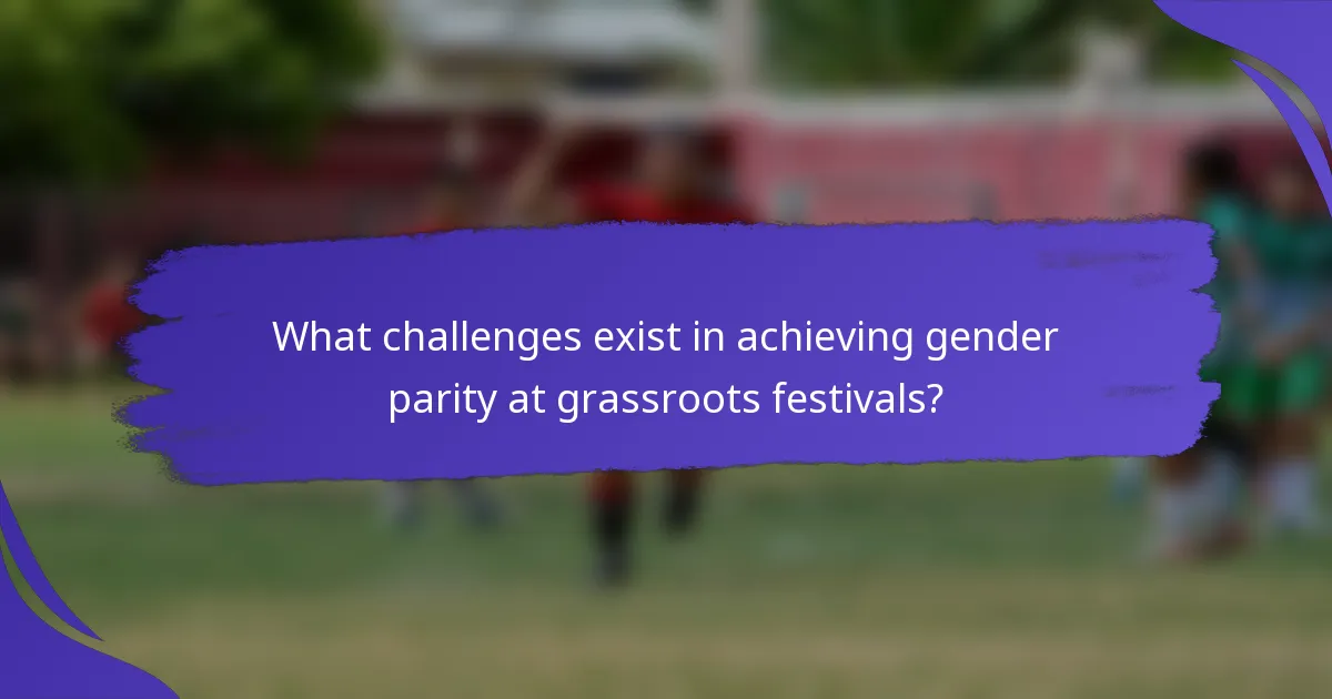 What challenges exist in achieving gender parity at grassroots festivals?