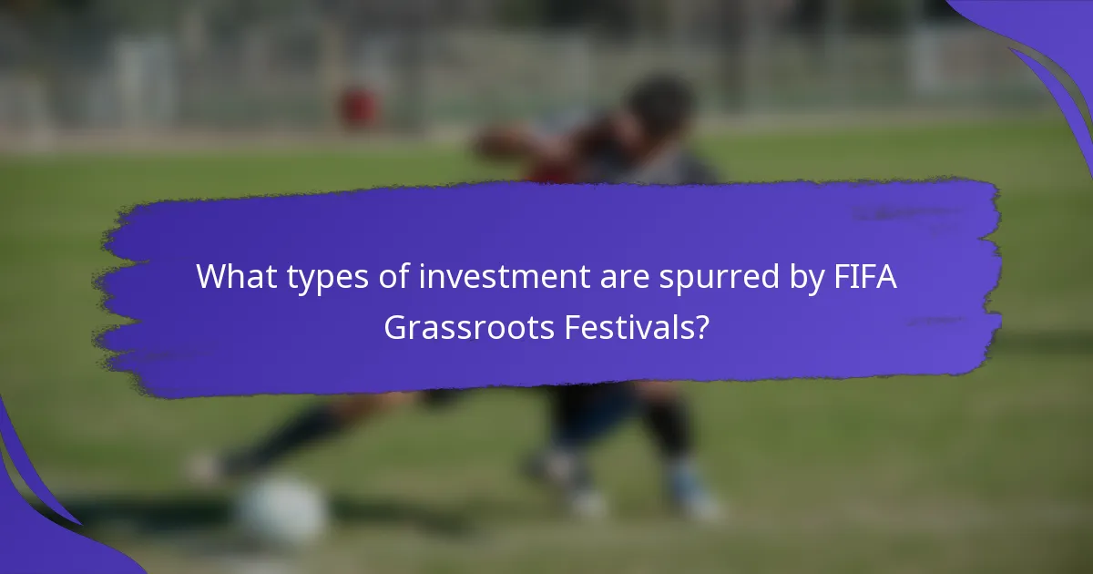 What types of investment are spurred by FIFA Grassroots Festivals?