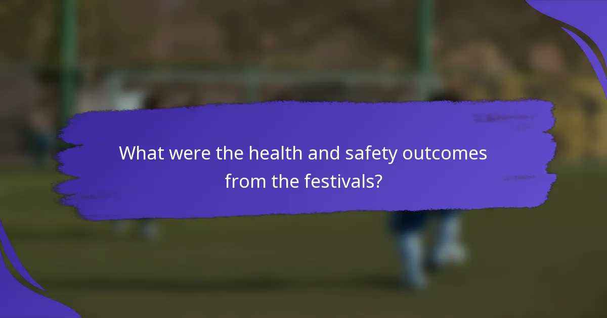 What were the health and safety outcomes from the festivals?